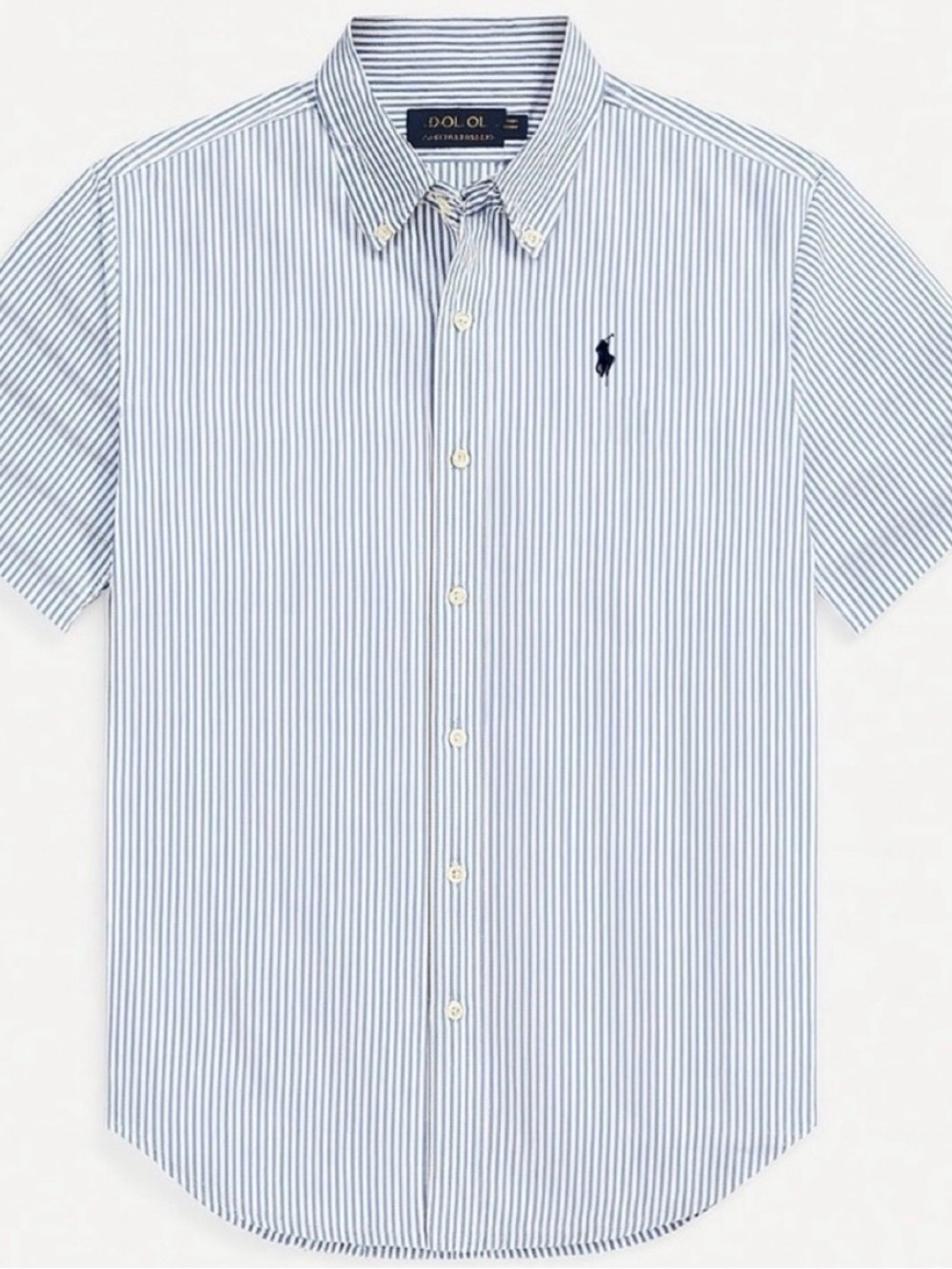 Ralph Lauren Seersucker Blue White Striped Short Sleeve Button Down Shirt MensXL
